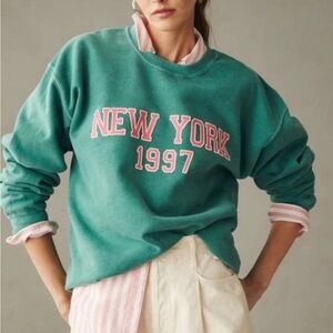 Anthropologie The Roam City Green 'New York 1997' Sweatshirt